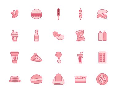 İzole edilmiş fast food çizgisi biçim vektör dizaynı