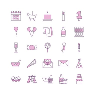 Isolated party line fill style icon set vector design