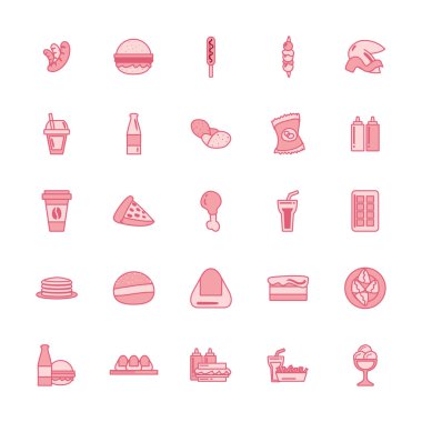 İzole edilmiş fast food çizgisi biçim vektör dizaynı