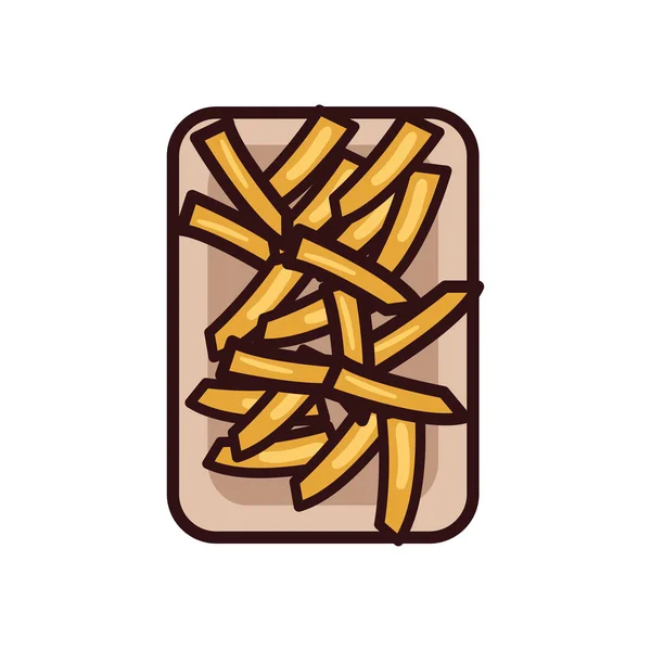Linha de batatas fritas isoladas e design de vetor ícone de estilo de preenchimento —  Vetores de Stock
