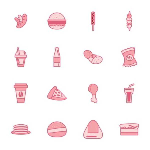 Isolated fast food line style icon set vector design — Stock Vector