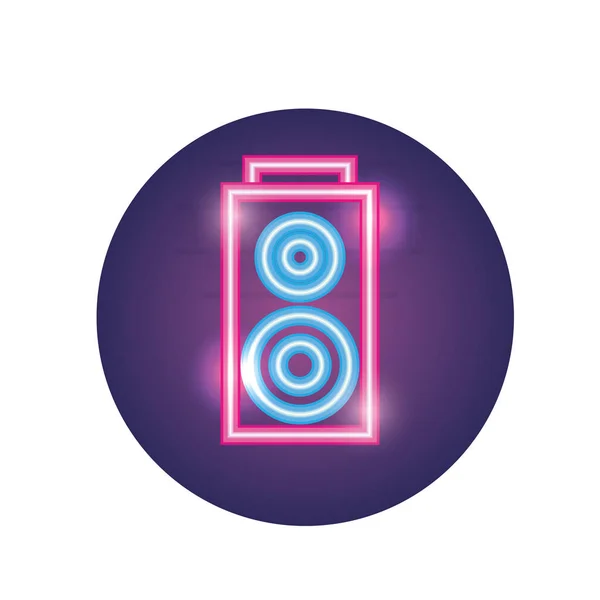 Isolated music speaker neon style icon vector design — Stock Vector