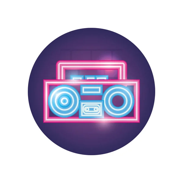 Isolated music recorder neon style icon vector design — Stock Vector