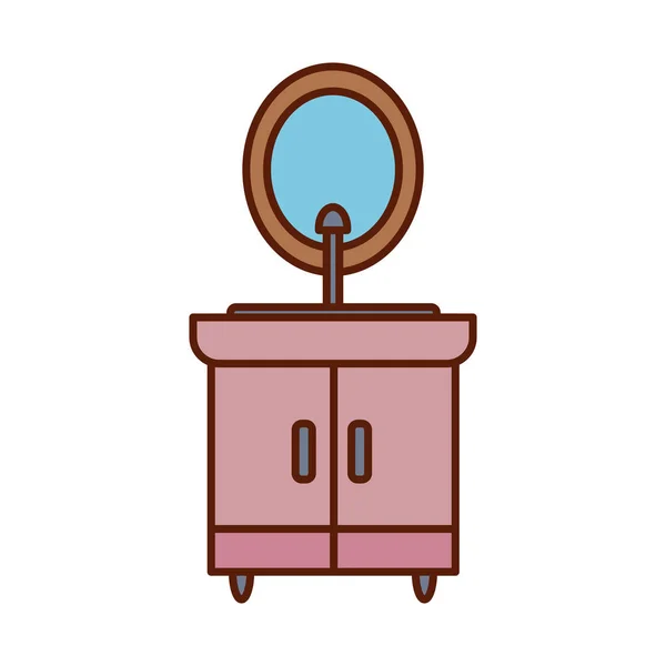 Lavagem de mão isolada com linha de espelho e design de vetor ícone de estilo de preenchimento — Vetor de Stock