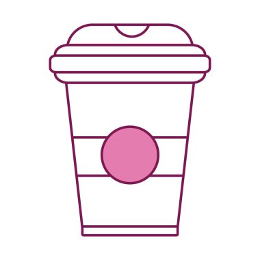 İzole kahve fincanı yarı çizgi yarı renk ikon vektör tasarımı