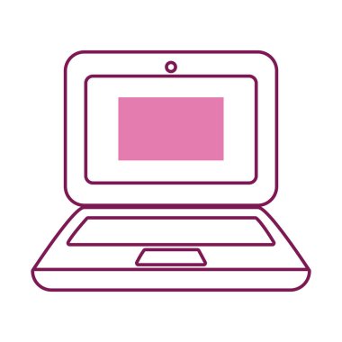 İzole edilmiş dijital dizüstü bilgisayar yarı çizgi yarı renk ikon vektör tasarımı