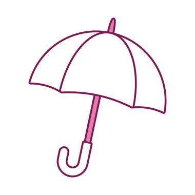 İzole edilmiş çizgili şemsiye yarı çizgi yarı renk ikon vektör tasarımı