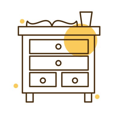 İzole kitap ve kupa ev mobilyaları blok ve satır tarzı ikon vektör tasarımı üzerine