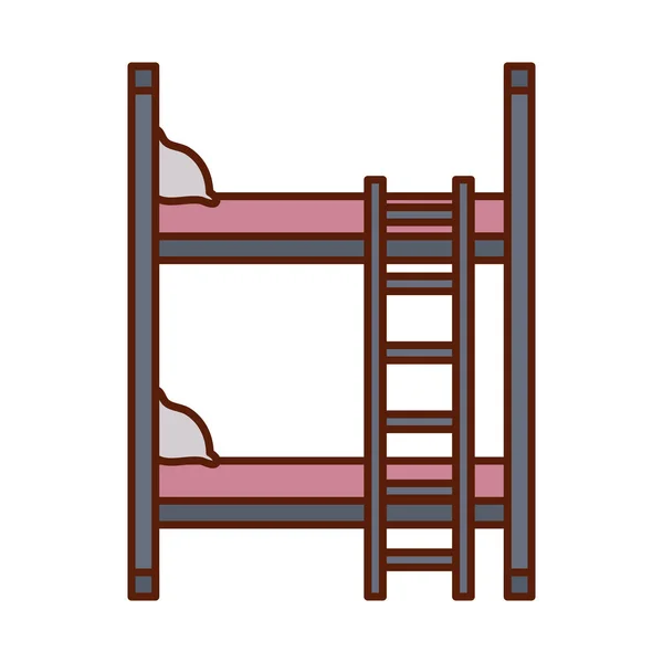 İzole edilmiş ev kabini yatak hattı ve biçim ikonu vektör tasarımı — Stok Vektör
