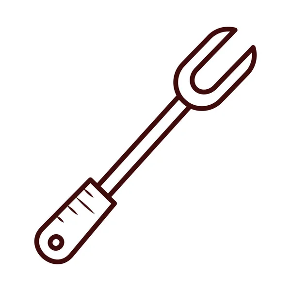 Isolé viande fourchette style ligne icône vectoriel design — Image vectorielle