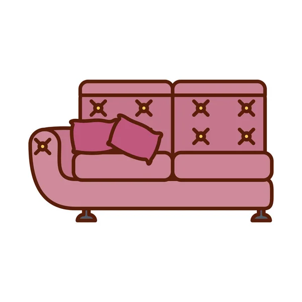 Изолированная линия дивана и дизайн иконки стиля заливки — стоковый вектор