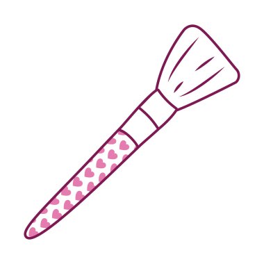 İzole edilmiş makyaj tozu fırçası yarım çizgi yarı renk ikon vektör tasarımı