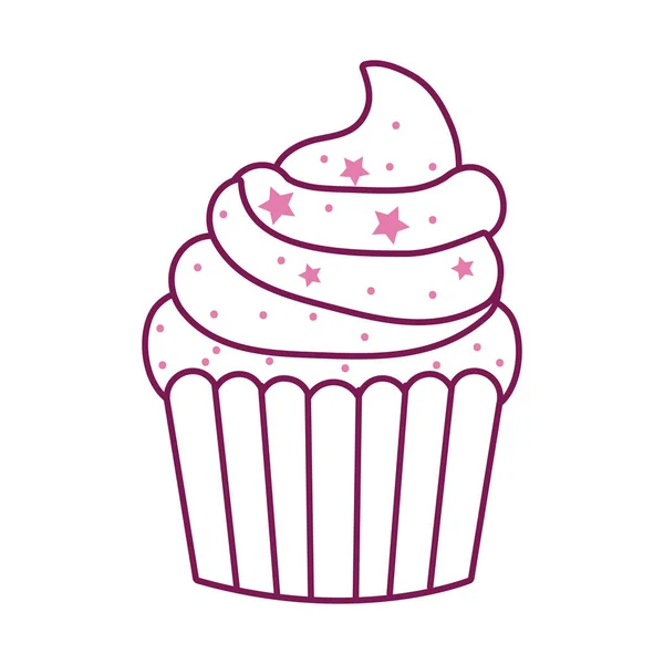 Isolado cupcake sobremesa meia linha meia cor estilo ícone vetor design — Vetor de Stock