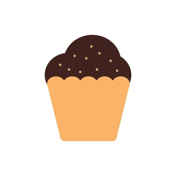 Muffin dulce aislado estilo plano icono de diseño vectorial — Vector de stock