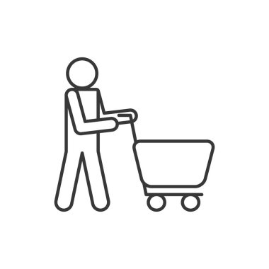 İzole edilmiş avatar ve alışveriş arabası tarzı ikon vektör tasarımı