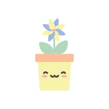 Esrarın içinde izole edilmiş kawaii çiçeği düz biçim ikon vektör tasarımı