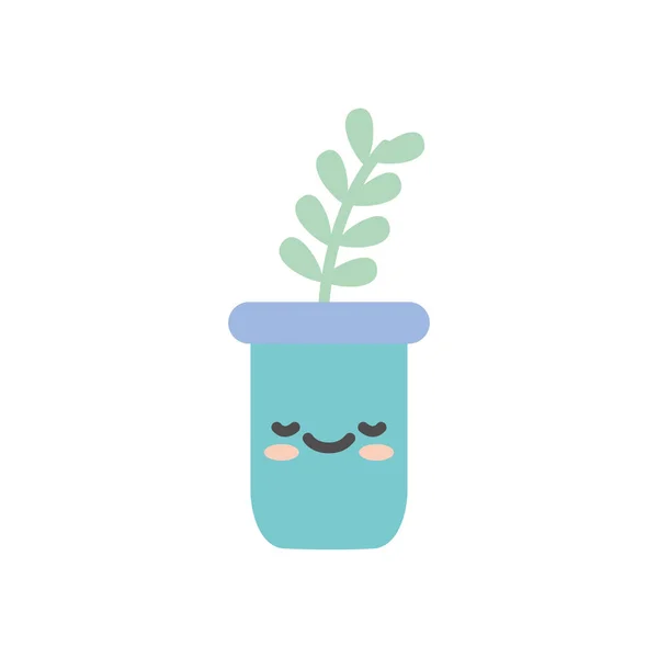 Geïsoleerde kawaii plant in pot platte stijl icoon vector ontwerp — Stockvector