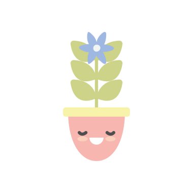 Esrarın içinde izole edilmiş kawaii çiçeği düz biçim ikon vektör tasarımı