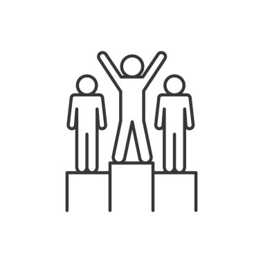 Isolated avatars on podium line style icon vector design