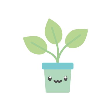 Esrarın içinde izole edilmiş kawaii bitkisi düz biçim ikon vektör tasarımı