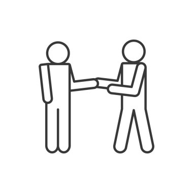 Isolated avatars holding hands line style icon vector design