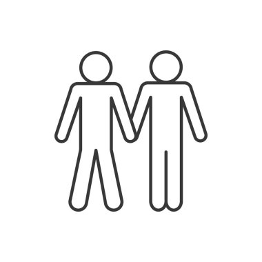 Isolated avatars holding hands line style icon vector design