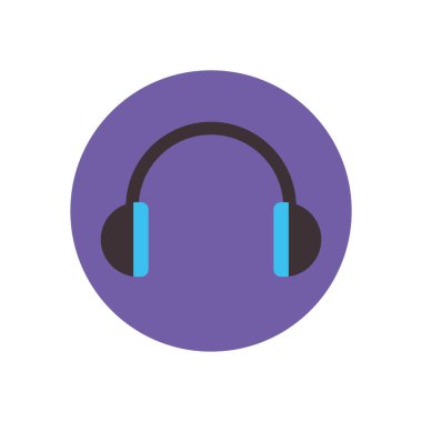 İzole müzik kulaklıkları düz blok biçim vektör tasarımı