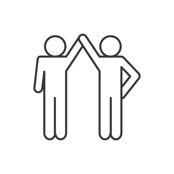 Isolated avatars holding hands line style icon vector design — Stockvector