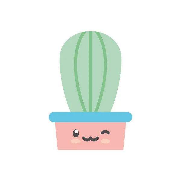 Cactus kawaii aislado dentro de pot diseño de vectores icono de estilo plano — Vector de stock