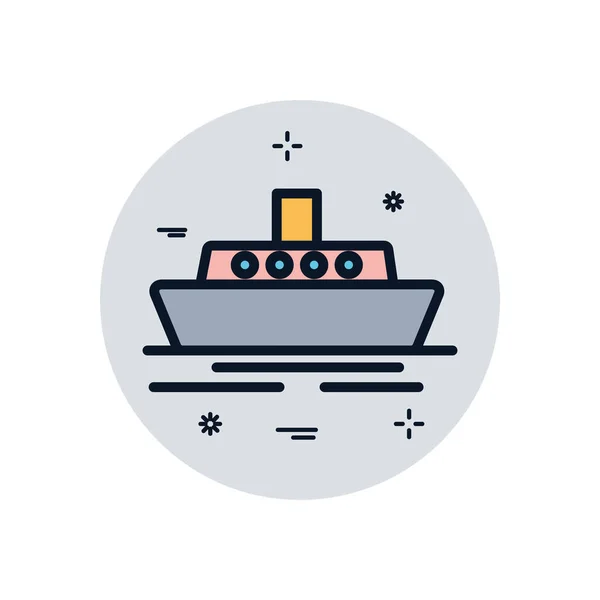 Geïsoleerd schip voertuig vullen blok stijl pictogram vector ontwerp — Stockvector