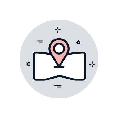 GPS işareti ile izole edilmiş harita blok biçimi vektör tasarımı