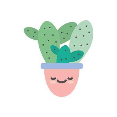 Esrar yassı ikon tasarımı içinde izole kawaii kaktüsü