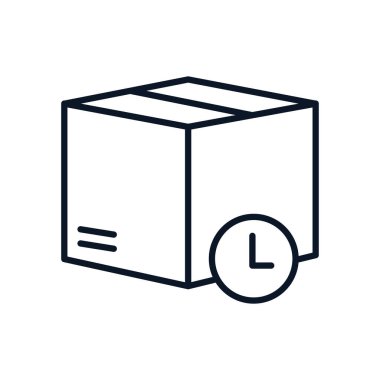 İzole dağıtım kutusu ve saat çizgisi biçim vektör tasarımı