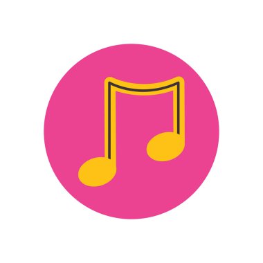 İzole müzik notası düz blok biçim vektör tasarımı