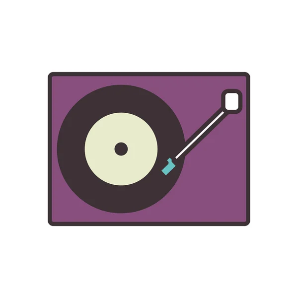 Isolated retro music turntable line fill style icon vector design — Stock Vector