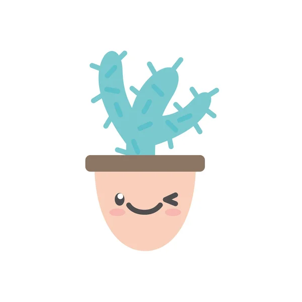 Isolerad kawaii kaktus inuti potten platt stil ikon vektor design — Stock vektor
