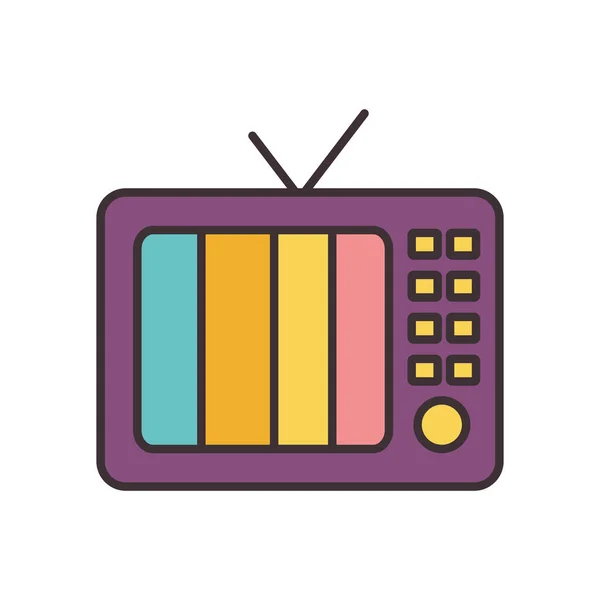 隔離されたレトロなテレビ線の塗りつぶしスタイルのアイコンベクトルデザイン — ストックベクタ