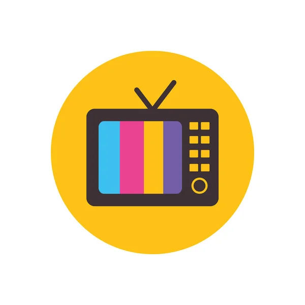 Aislado retro tv bloque plano icono de estilo de diseño vectorial — Vector de stock