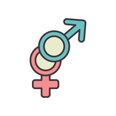 İzole kadın ve erkek cinsiyet çizgisi doldurma biçimi ikon vektör tasarımı