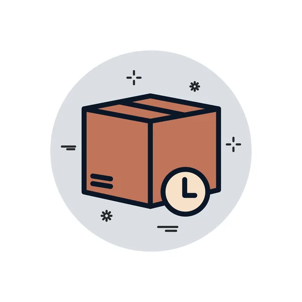 Caixa de entrega isolada e design de vetor de ícone de estilo de bloco de preenchimento de relógio — Vetor de Stock