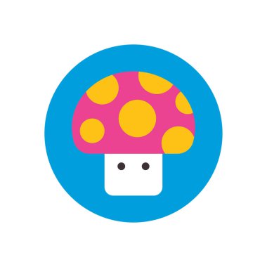 İzole mantar çizgi film düz blok biçim ikon vektör tasarımı