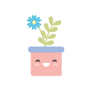 Esrarın içinde izole edilmiş kawaii çiçeği düz biçim ikon vektör tasarımı