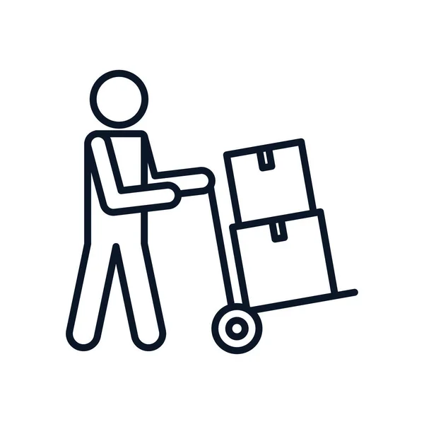 Isolated avatar with delivery boxes over cart line style icon vector design — Stock Vector