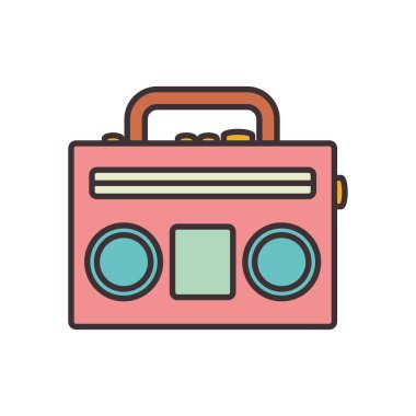 İzole edilmiş retro müzik teybi satır doldurma biçimi vektör tasarımı