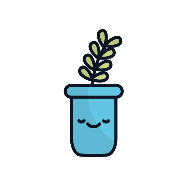 Isolated kawaii plant inside pot flat fill style icon vector design — Stock Vector