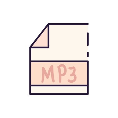 İzole edilmiş mp3 dosya notu doldurma biçimi vektör tasarımı