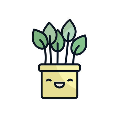 Esrarın içinde izole edilmiş kawaii bitkisi düz doldurma biçimi ikon vektör tasarımı