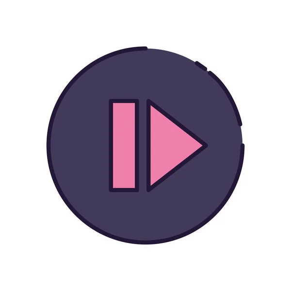 Diseño de vectores de icono de estilo de relleno de botón de reproducción de música aislada — Vector de stock