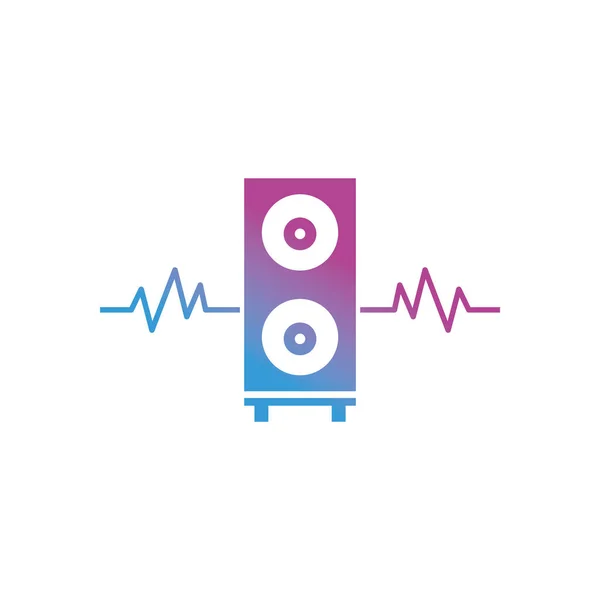Izolovaný hudební reproduktor a design ikon stylu wave gradient — Stockový vektor