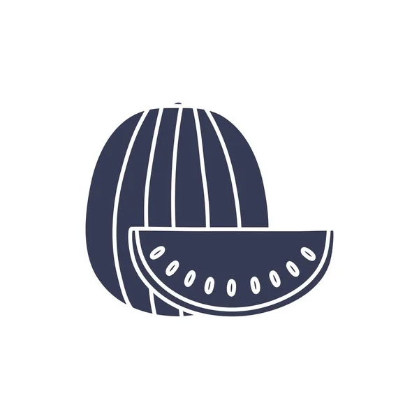 Isolierte Wassermelone Frucht Silhouette Stil Ikone Vektor-Design — Stockvektor